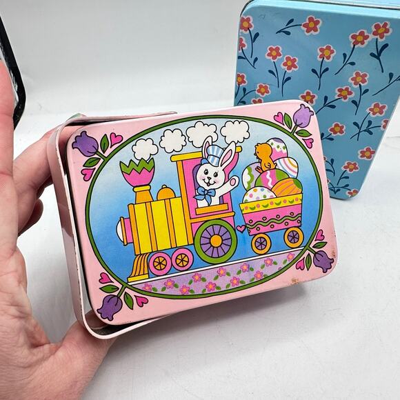X2 Spring Easter Tin Boxes - vintage 80s 90s - Picture 2 of 5